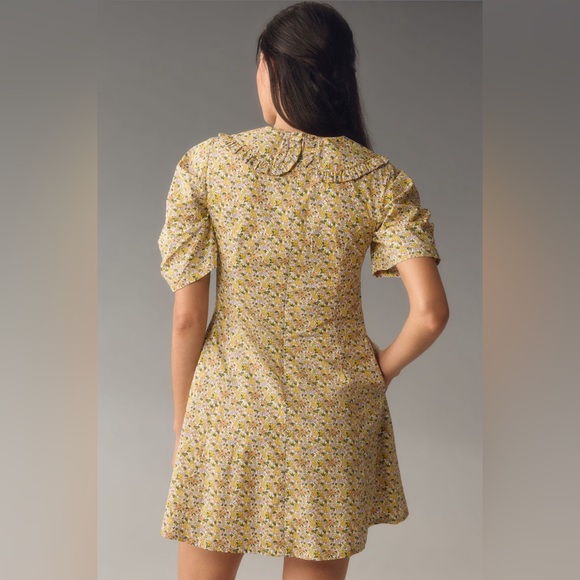 ✨ Anthropologie Short-Sleeve Collared Printed Mini Dress Sz 8 - Picture 2 of 8